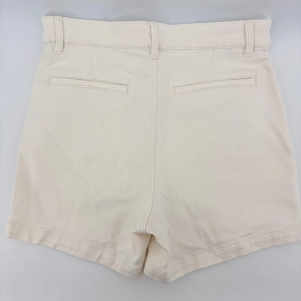 Faherty Shorts Women 28 Cream High Rise Utility Patch Pocket Stretch Twill Short